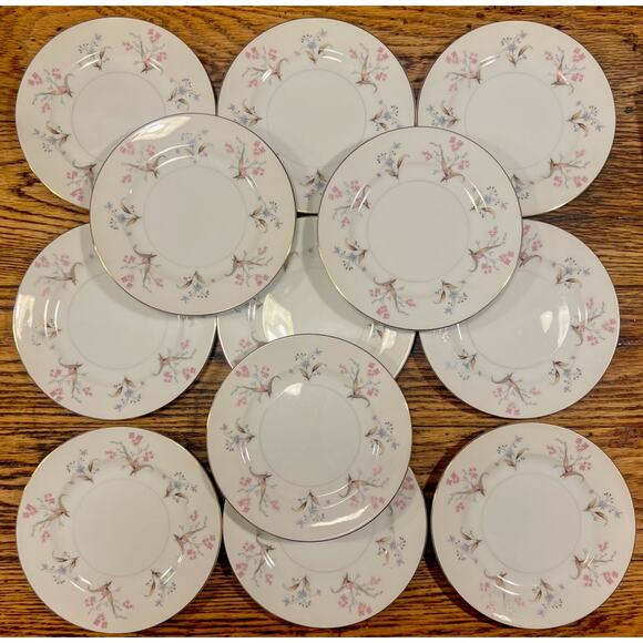 12 Vintage MEITO LUCILLE 6.5" Bread Plates 1960s Japan Floral PRISTINE EXCELLENT - Picture 2 of 16